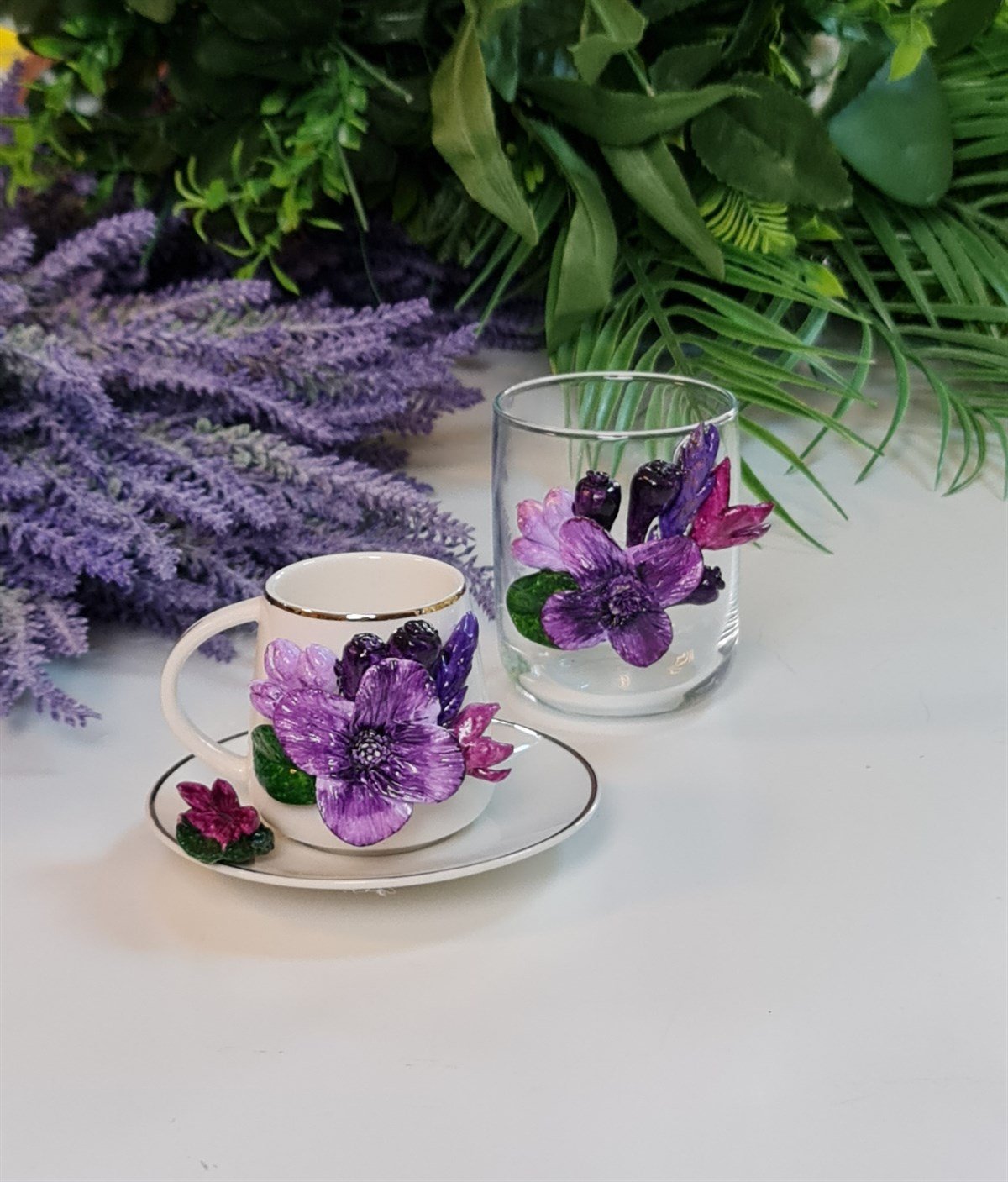 lilac kahve yanı bardak