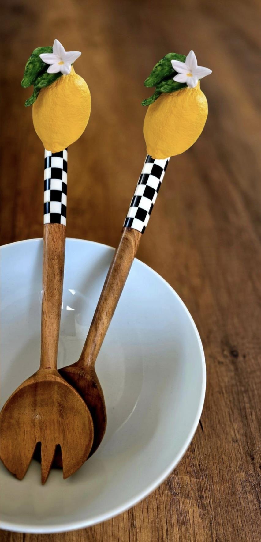 limonlu ahşap dama servis çatal kaşık