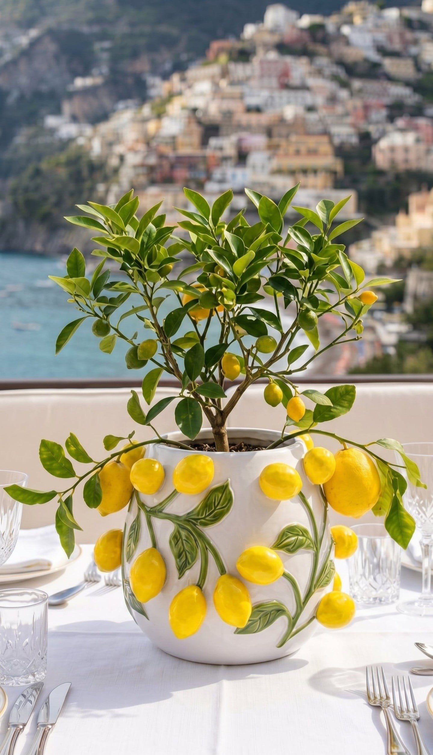 limonlu beyaz saksı 22 cm