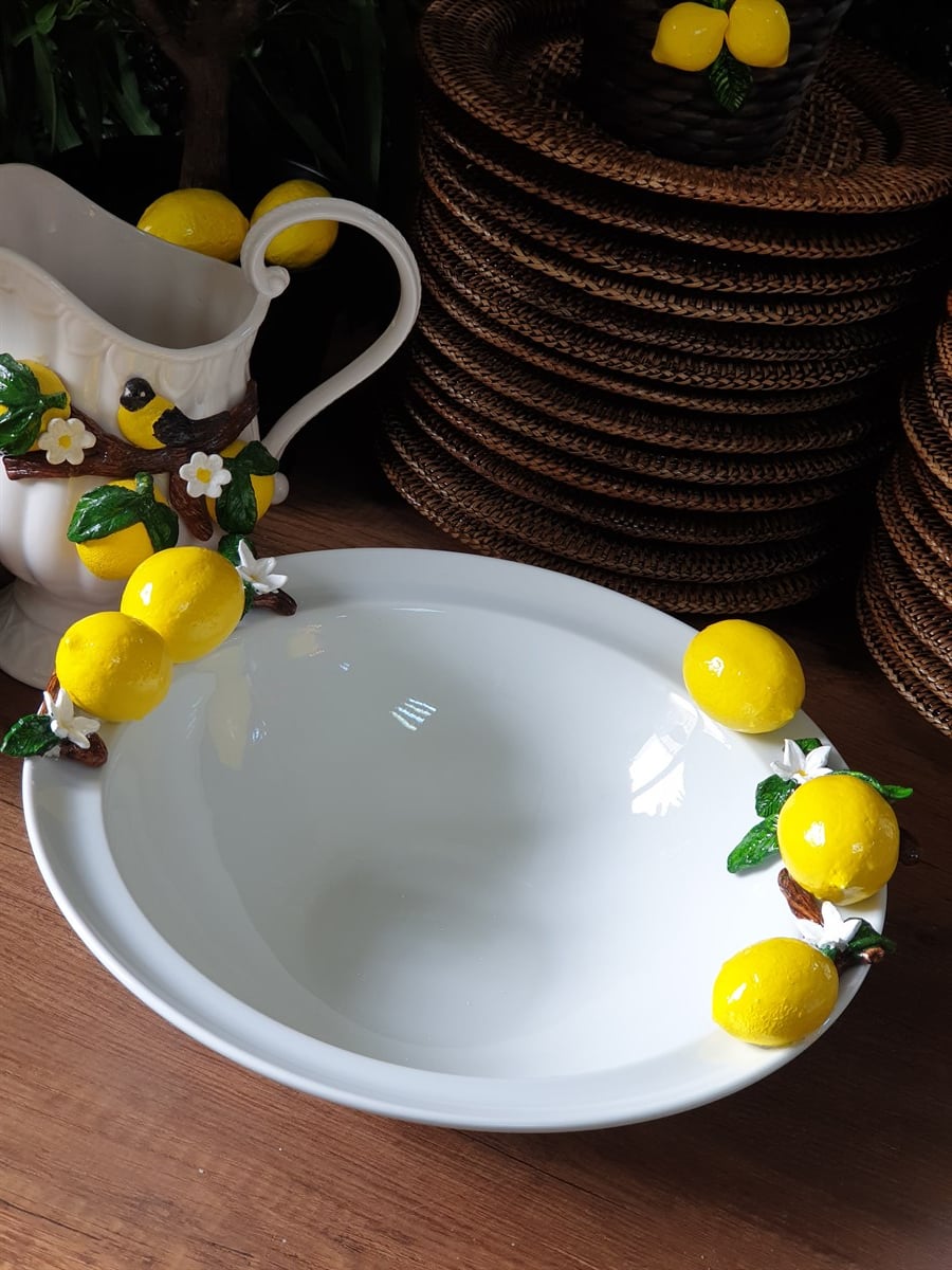LİMONLU KUŞLU KASE 35 CM