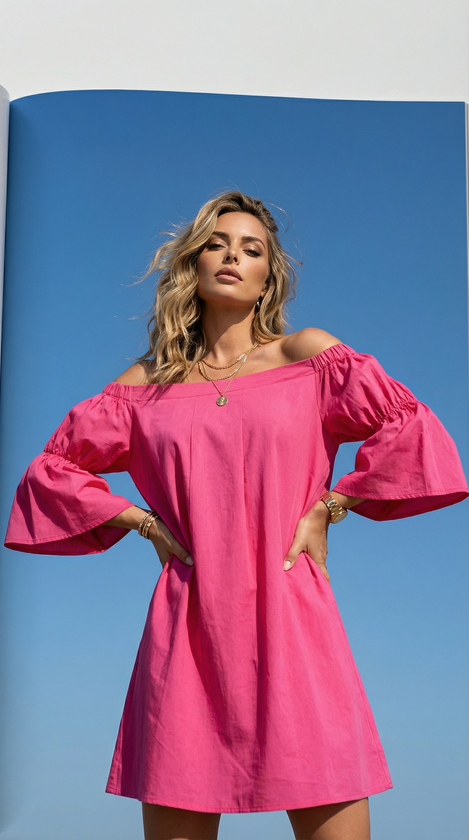 madonna yaka pembe elbise