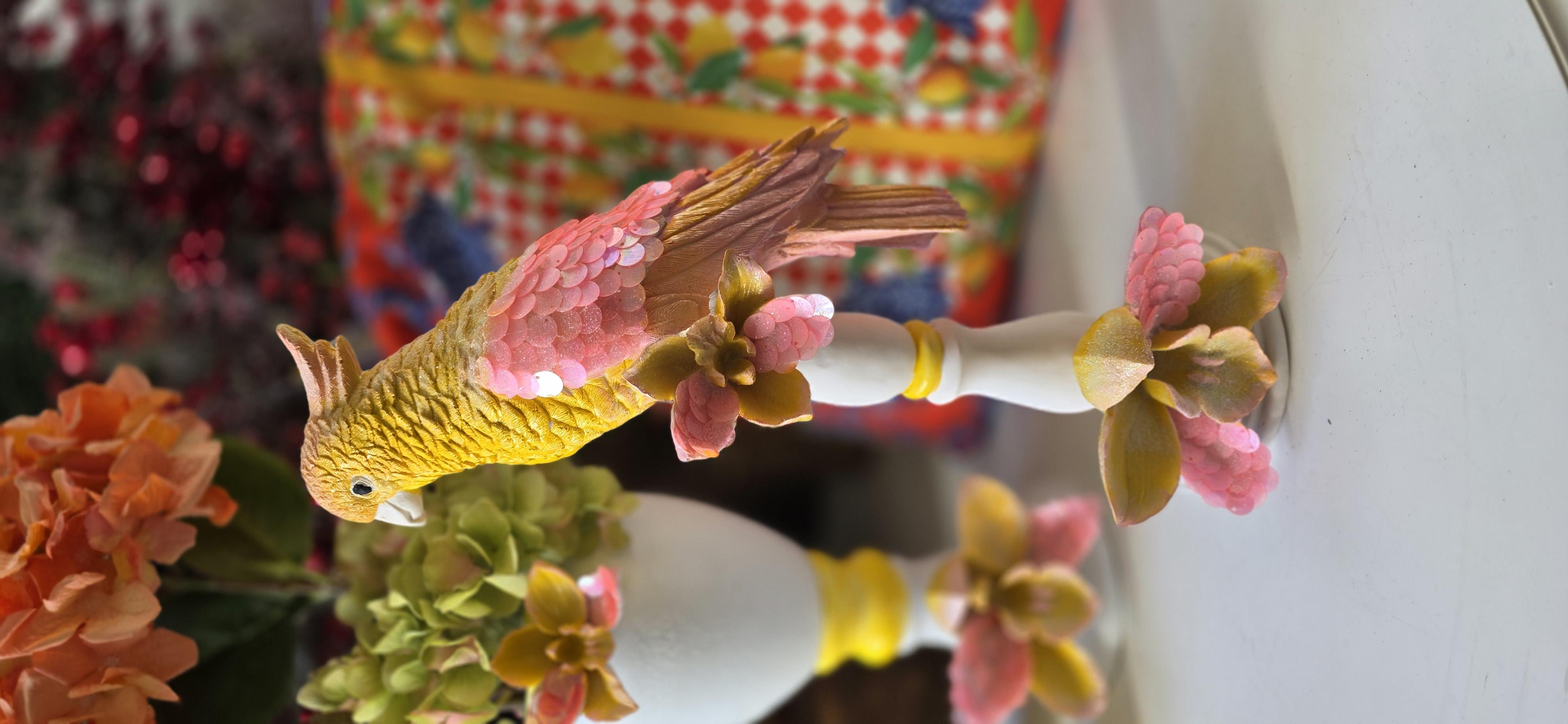 payetli papağan dekor 40 cm