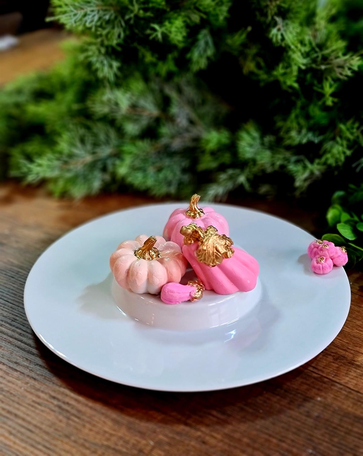 Pink Pumpkin decorlu sunum tabağı 