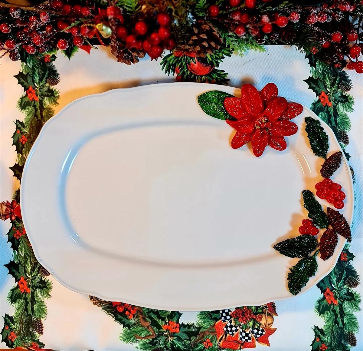 poinsettia kayık tabak 46 cm