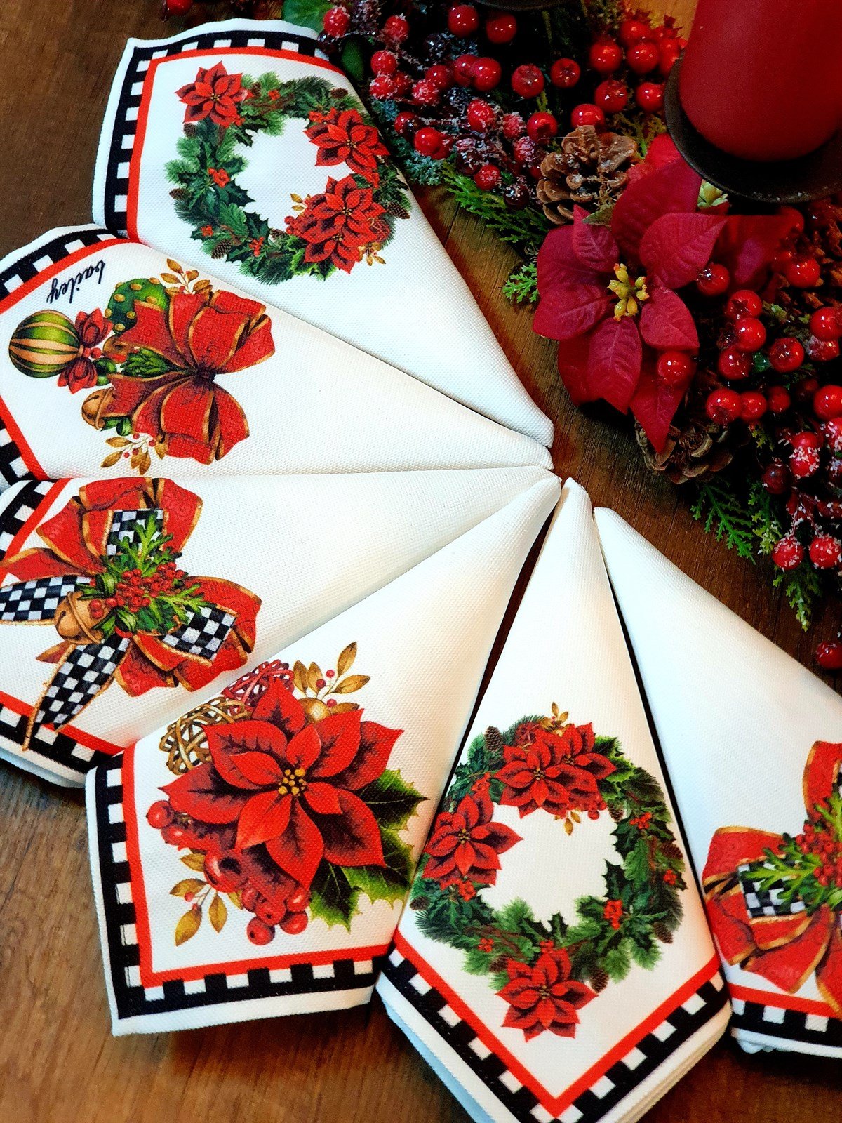 poinsettia peçete 6 lı