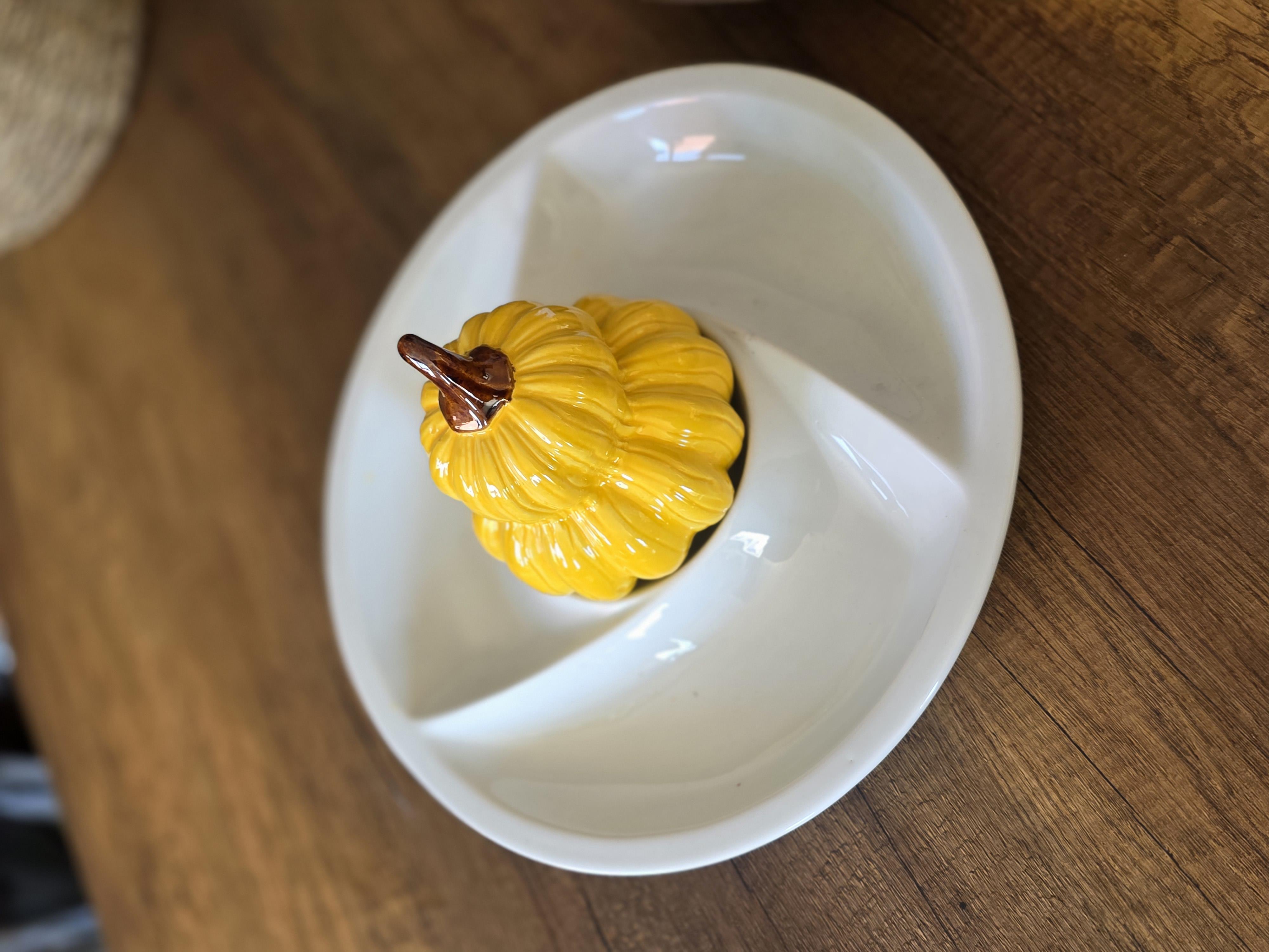 porselen kabaklı sunum tabağı hardal