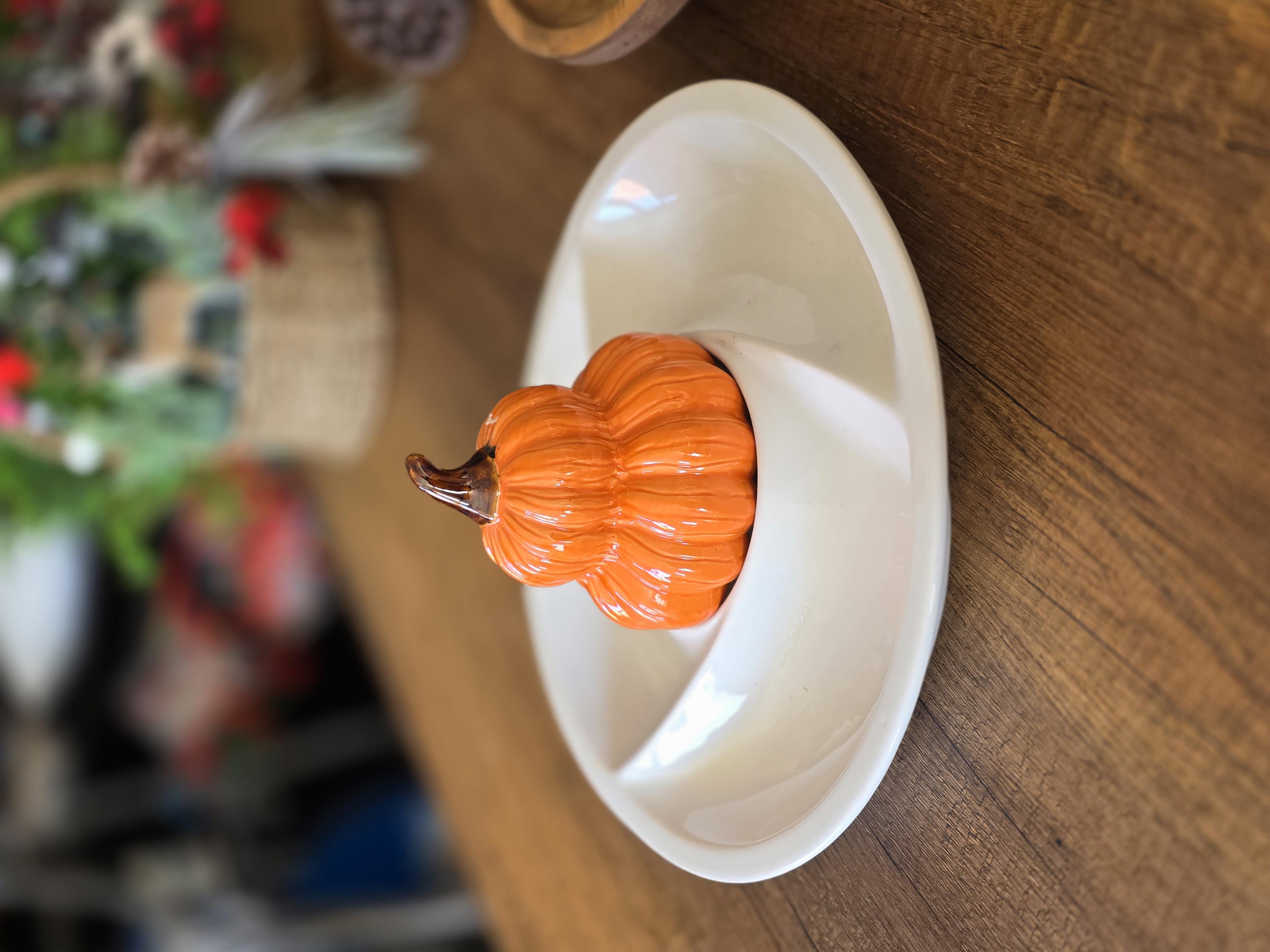 porselen kabaklı sunum tabağı oranj