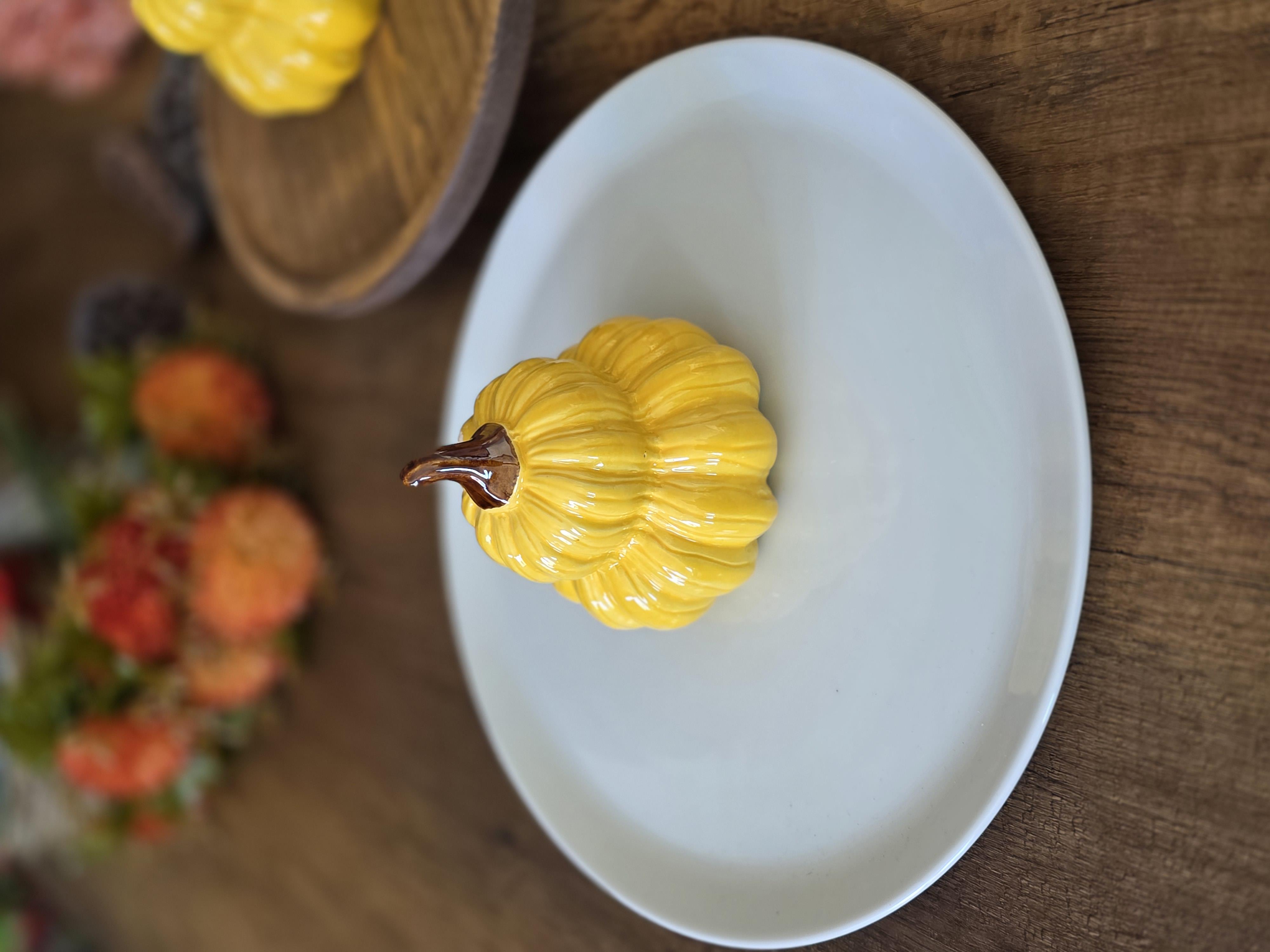 Porselen kabaklı tabak hardal 29 cm