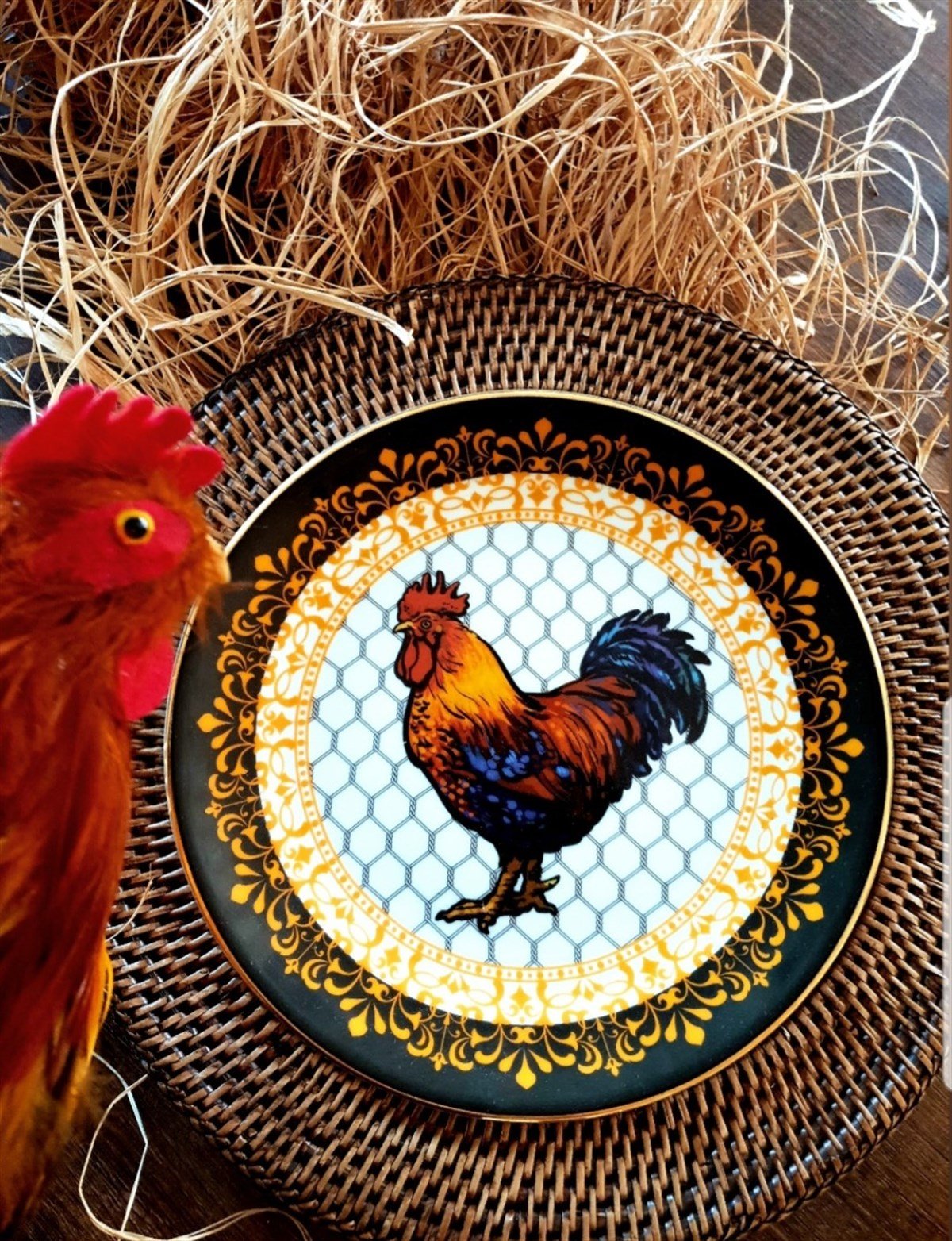 ROOSTER TABAK SİYAH 23 CM