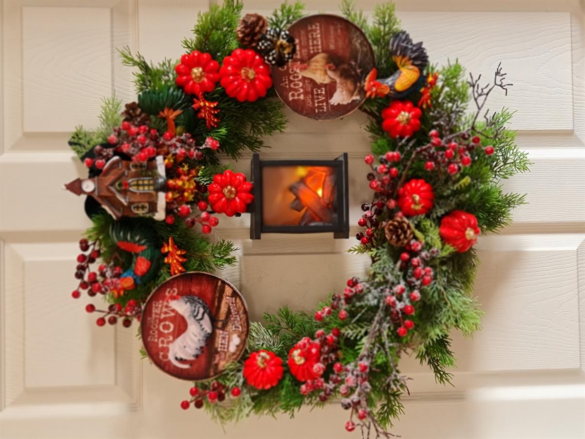 Roosters&Pumpkin çelenk 60 cm