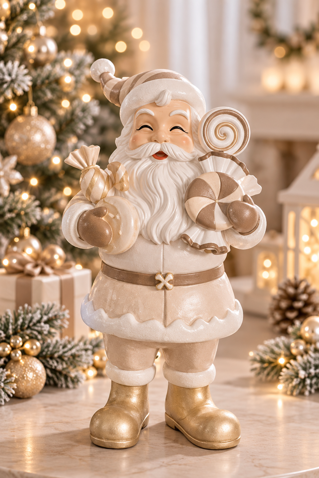 Santa dekor 32 cm champagne