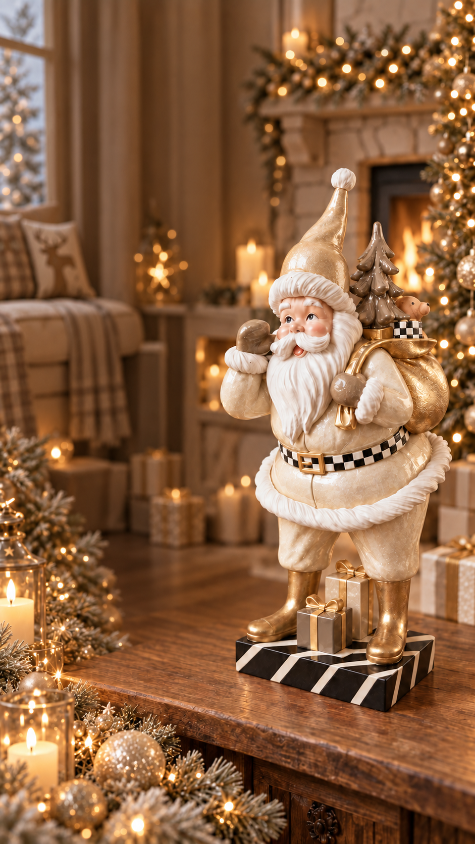 santa gift 43 cm crema