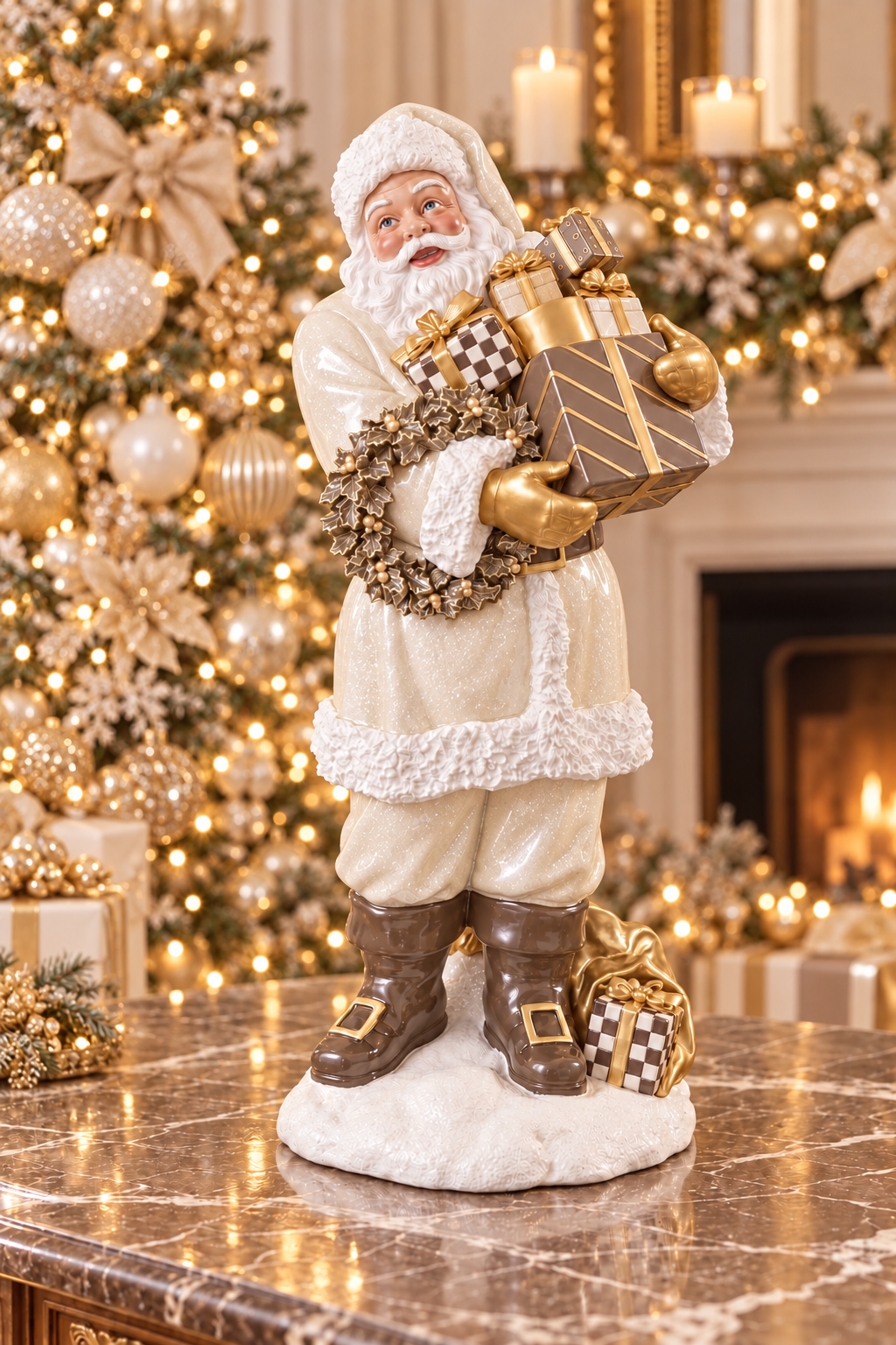 santa gifts 44 cm champagne