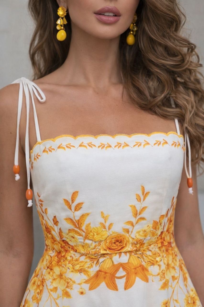sarı çiçekli elbise