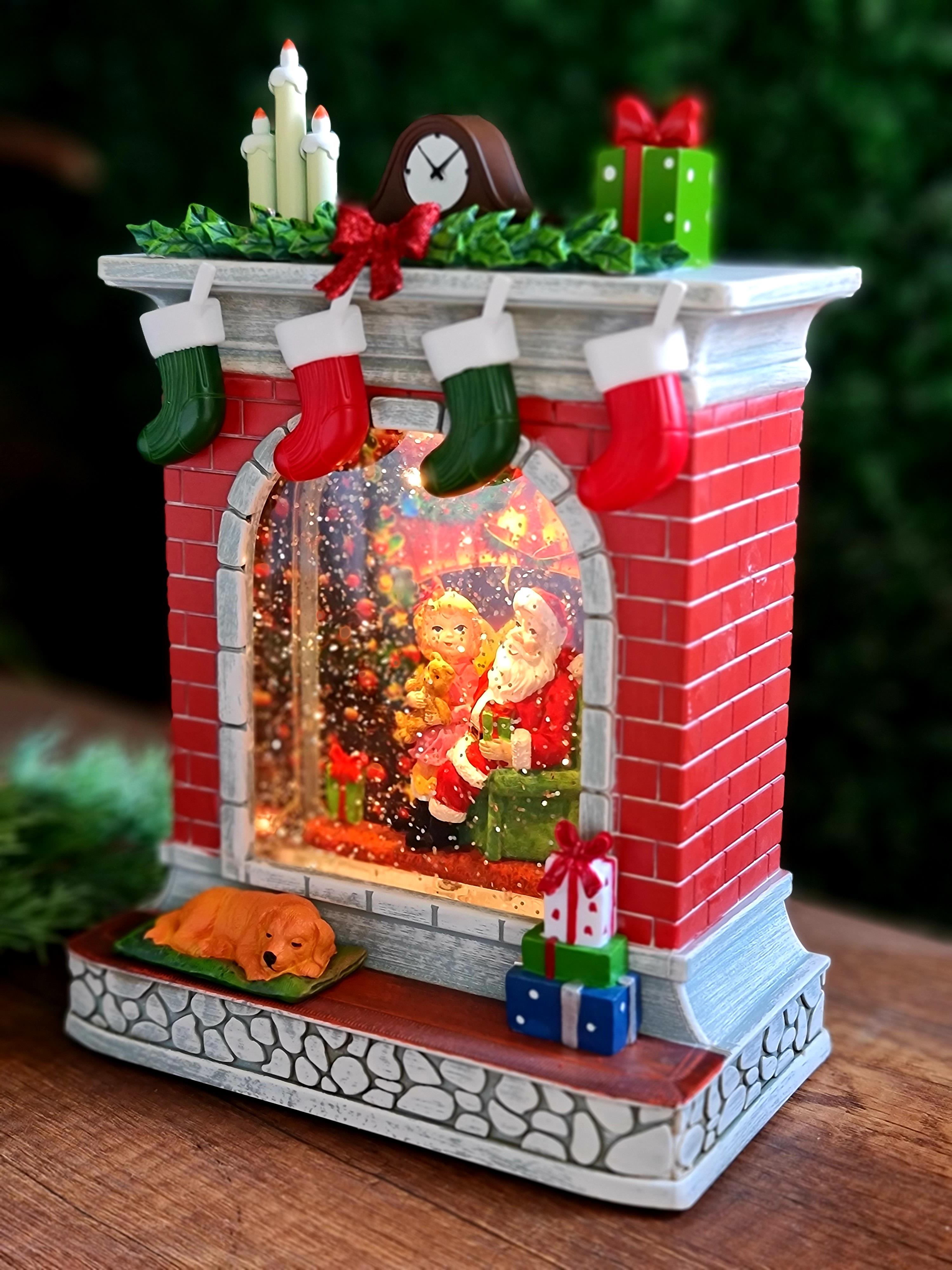 Şömine Noel kar küresi müzikli,ışıklı