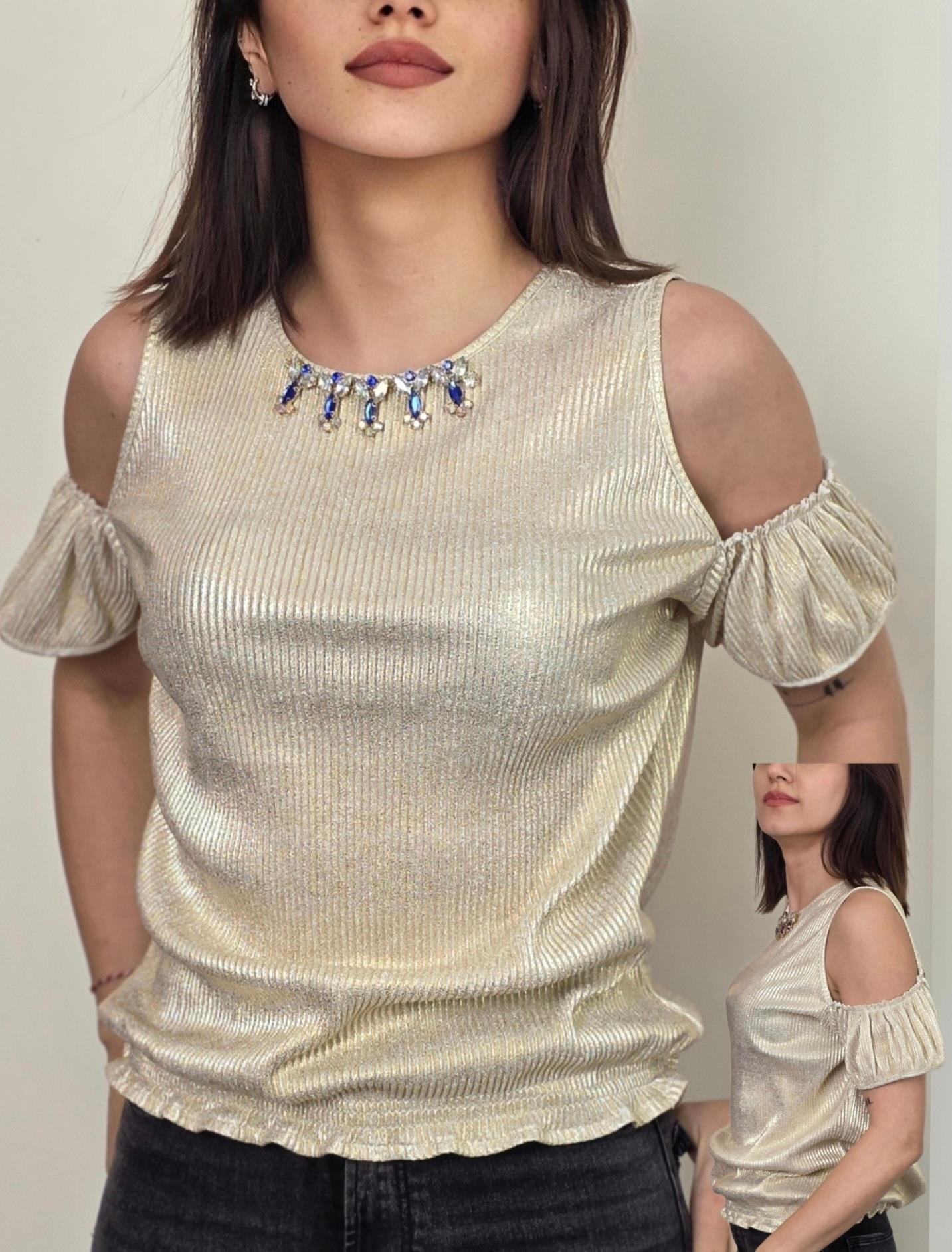 taş detaylı bluz