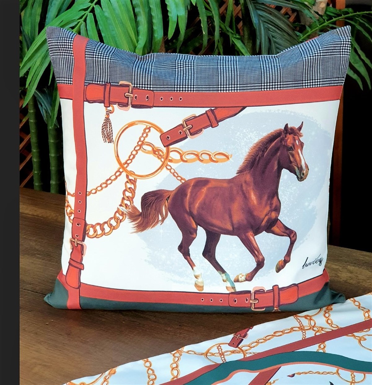 vintage horses kırlent kılıf 1 50*50 cm