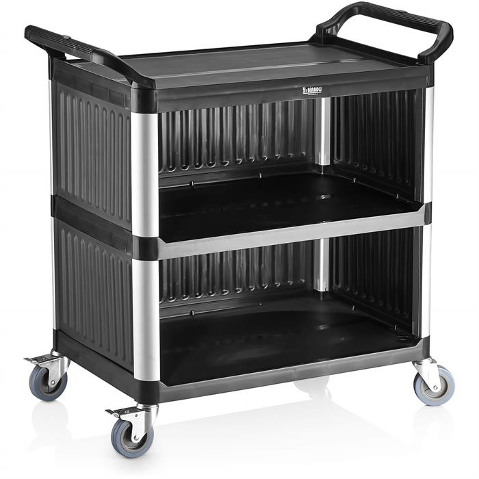 Biradlı Brd-53 Plastik Monoblok Servis Arabası Siyah 520X960X1070 cm