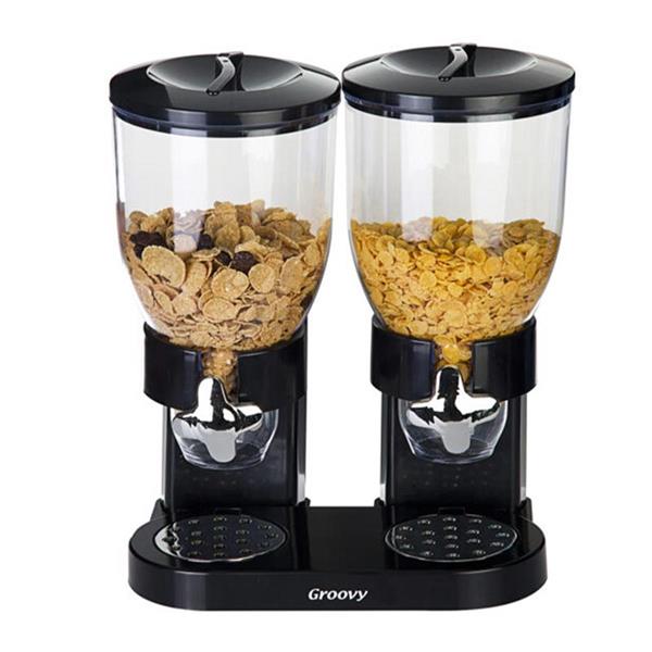 Biradlı Grv-10414 İkili Corn Flakes Dispenser 3,5 L x2 Siyah
