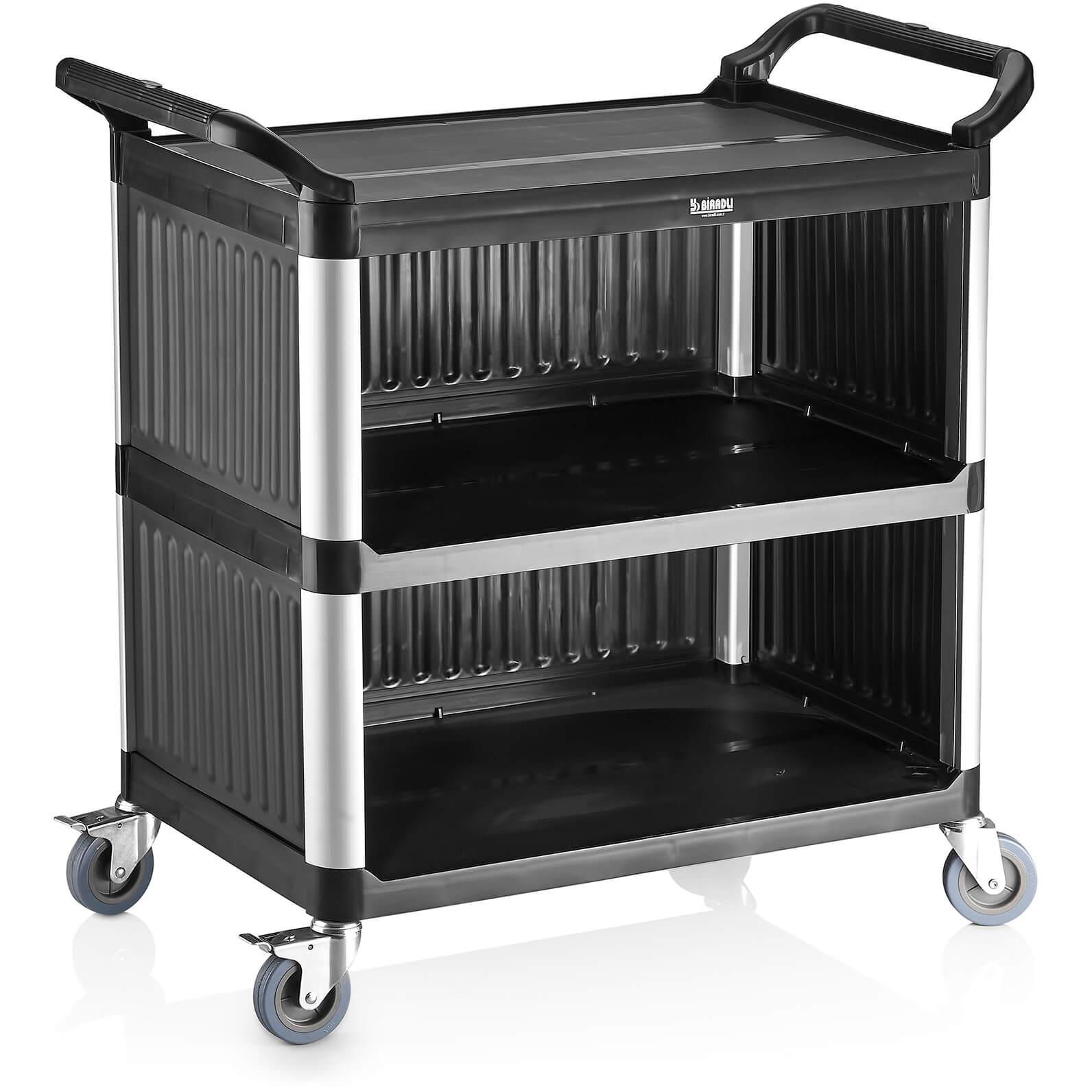 Biradlı Brd-53 Plastik Monoblok Servis Arabası Siyah 520X960X1070 cmBiradliBR.BRD-53