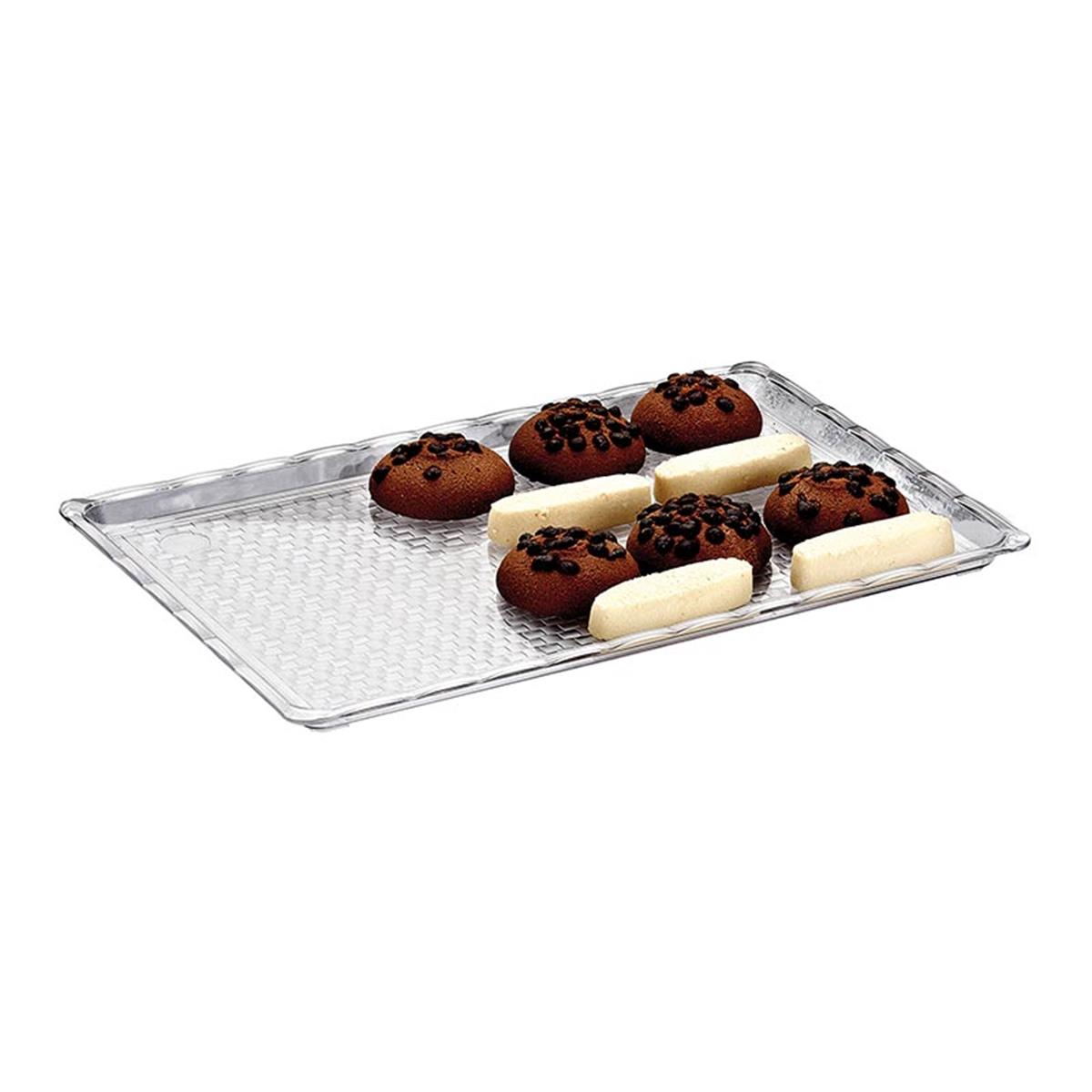 Biradlı Brd-Ç002 Policarbon Pastane Teşhir Tepsi 20X30 Cm Şeffaf-Siyah-Beyaz BiradlıBR.BRD-Ç002