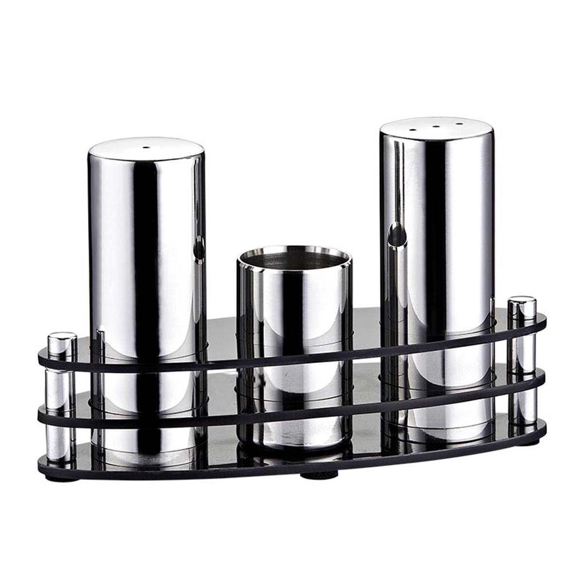 Biradlı Grv-05 3 Lü Elips Pleksi Standlı Tuzluk Takımı ParlakBiradlıBR.GRV-05-P