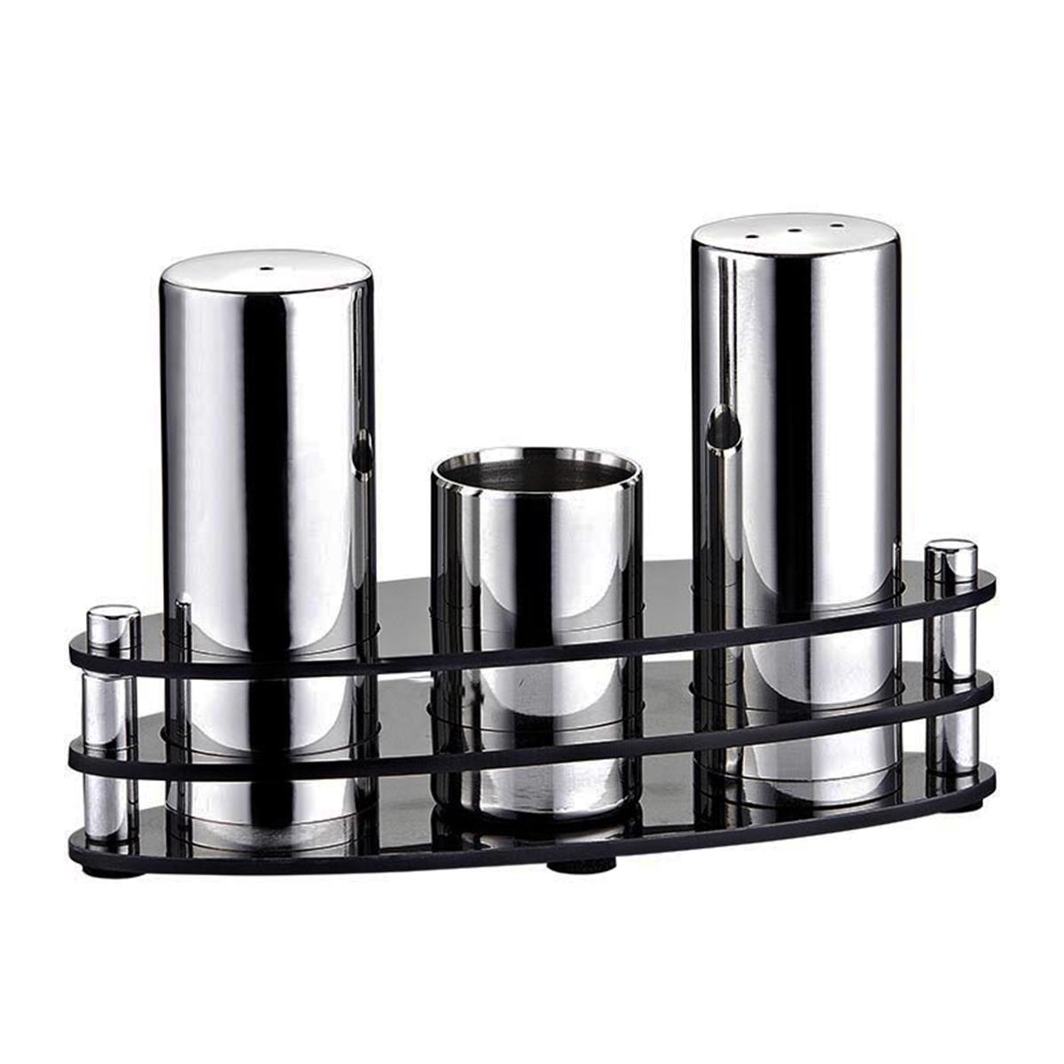 Biradlı Grv-05 3 Lü Elips Pleksi Standlı Tuzluk Takımı MatBiradlıBR.GRV-05-M
