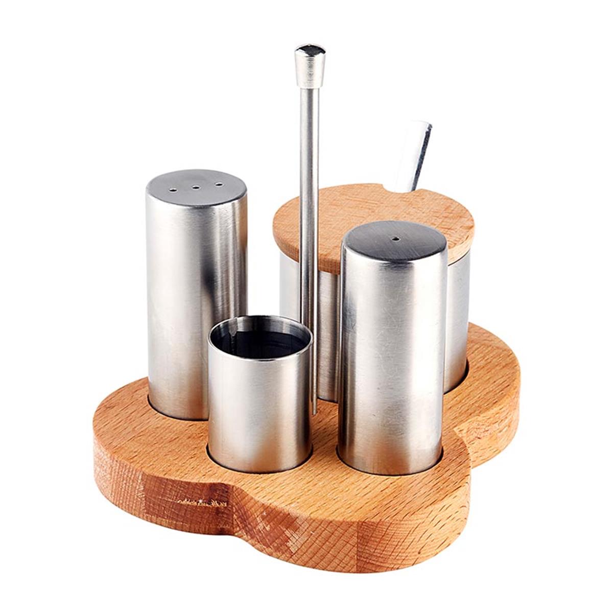 Biradlı Grv-246 4 Lü Tuzluk Baharatlık Takımı Standlı 15x12,5 Cm MatBiradlıBR.GRV-246