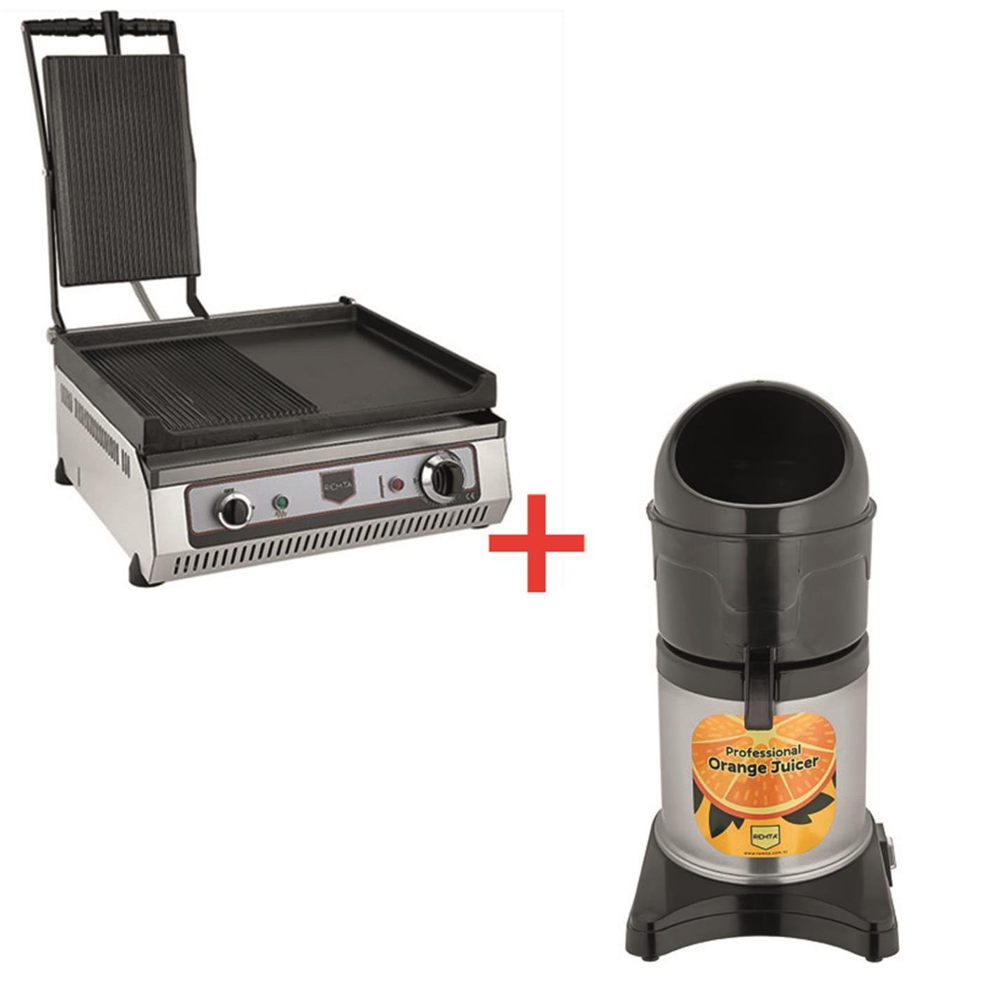 Remta ES10 Elegance Portakal Sıkma Makinesi + Remta R87(T) Kayar Kapaklı Izgara ve Tost MakinesiRemtaRM.ES10+R87(T)