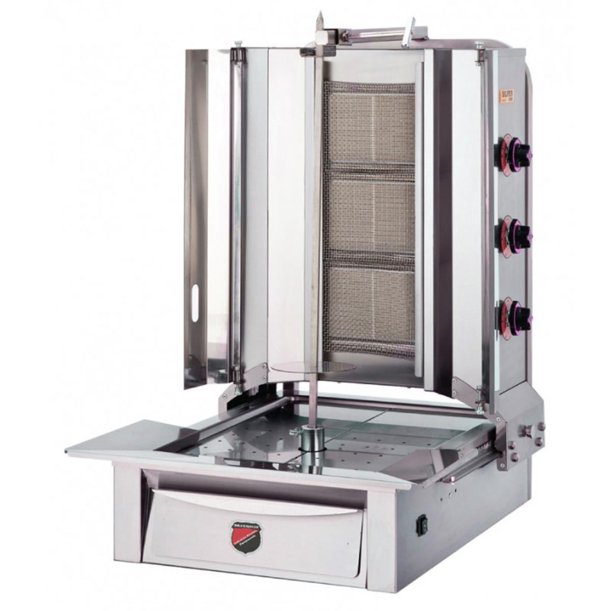 SilverInox 2165-A3 3 Radyanlı Alttan Motorlu DoğalGazlı Döner Ocağı CE BelgeliSilverInoxIG.2165-A3