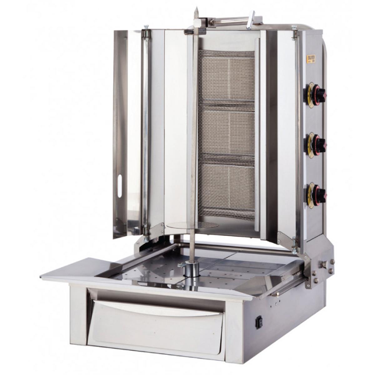 SilverInox 2165-B3 3 Radyanlı Alttan Motorlu LPG li Döner Ocağı CE BelgeliSilverInoxIG.2165-B3