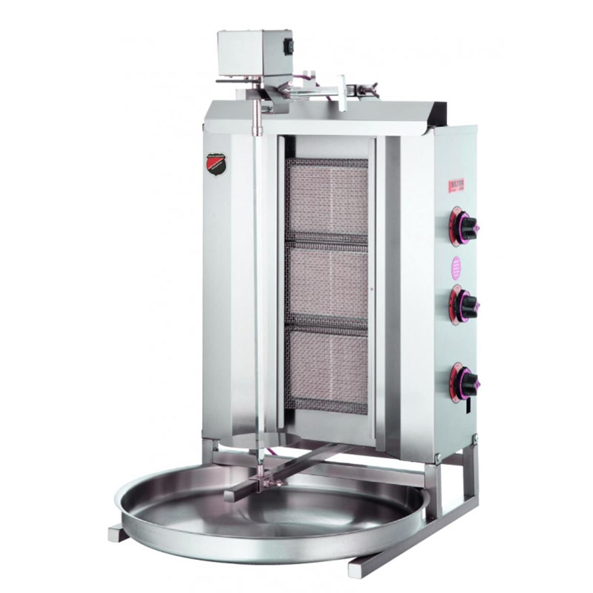 SilverInox 2165-U3 3 Radyanlı Üstten Motorlu DoğalGazlı Döner Ocağı CE BelgeliSilverInoxIG.2165-U3