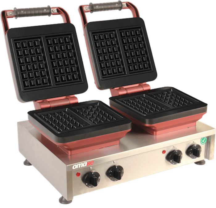 Omake Brüksel 4x6 Model Zamanlayıcılı Manuel Çiftli Waffle Makinesi