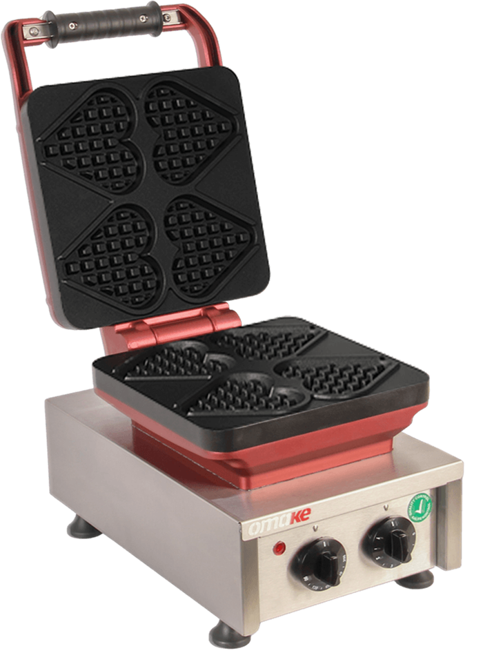 Omake Çubuklu Kalp Model Zamanlayıcılı Manuel Waffle Makinesi