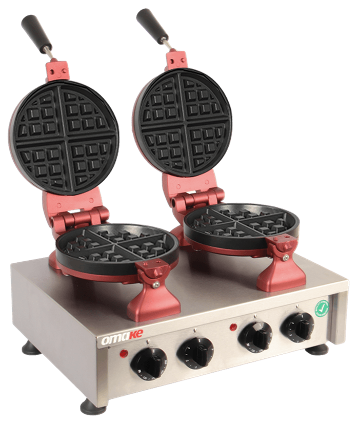 Omake Zamanlayıcılı Amerikan Model Çiftli Yuvarlak Waffle Makinesi