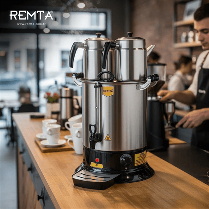 Remta PT14 Platin Model Çift Demlikli 17 lt Çay Makinesi
