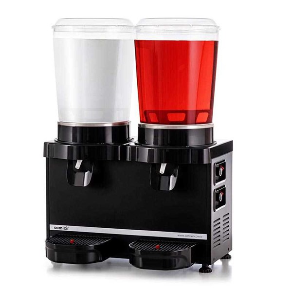 Samixir 10 + 10 L Panoramik Twin Karıştırıcılı Soğuk İçecek Dispenseri Analog Siyah