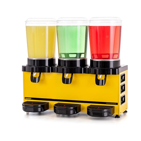 Samixir 10 + 10 + 10 L Panoramik Triple Karıştırıcılı Soğuk İçecek Dispenseri Analog Sarı