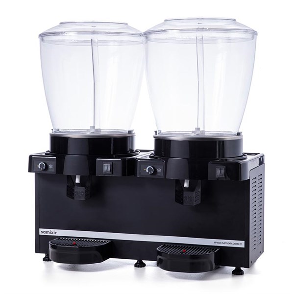 Samixir 22 + 22 L Panoramik Twin Fıskiyeli Soğuk İçecek Dispenseri Analog Siyah