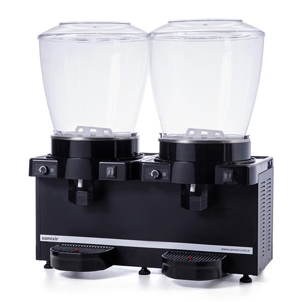 Samixir 22 + 22 L Panoramik Twin Karıştırıcılı Soğuk İçecek Dispenseri Analog Siyah