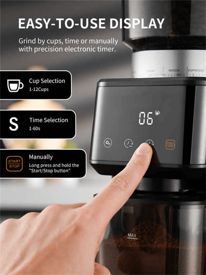 VOSCO BD-CG018 Dijital Espresso Kahve Değirmeni Ve Öğütücü