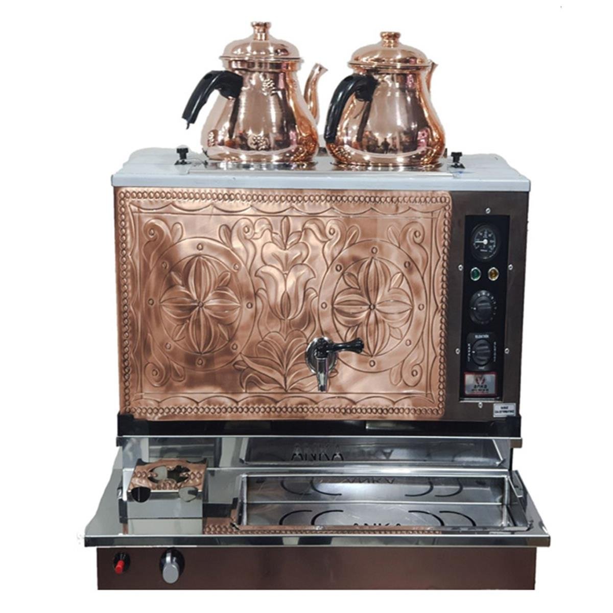 Anka 2 Demlikli Antik Pro Plus Otomatik Elektirikli Ve Gazlı Çay Makinesi