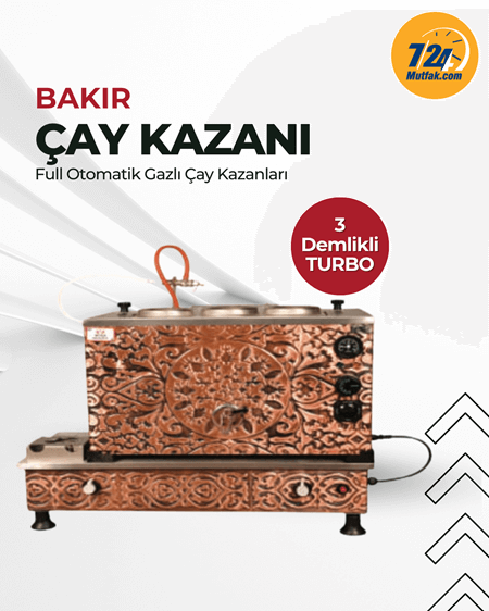 3 Demlikli Bakır Turbo Full Otomatik Gazlı Çay KazanıAnkaANKA.BTF3