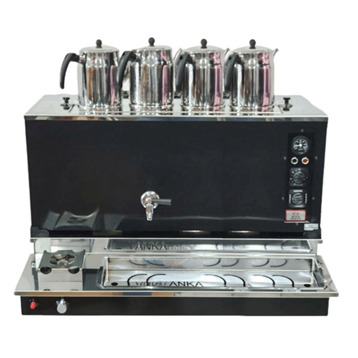 Anka 4 Demlikli Black Pro Plus Otomatik Elektirikli Ve Gazlı Çay Makinesi