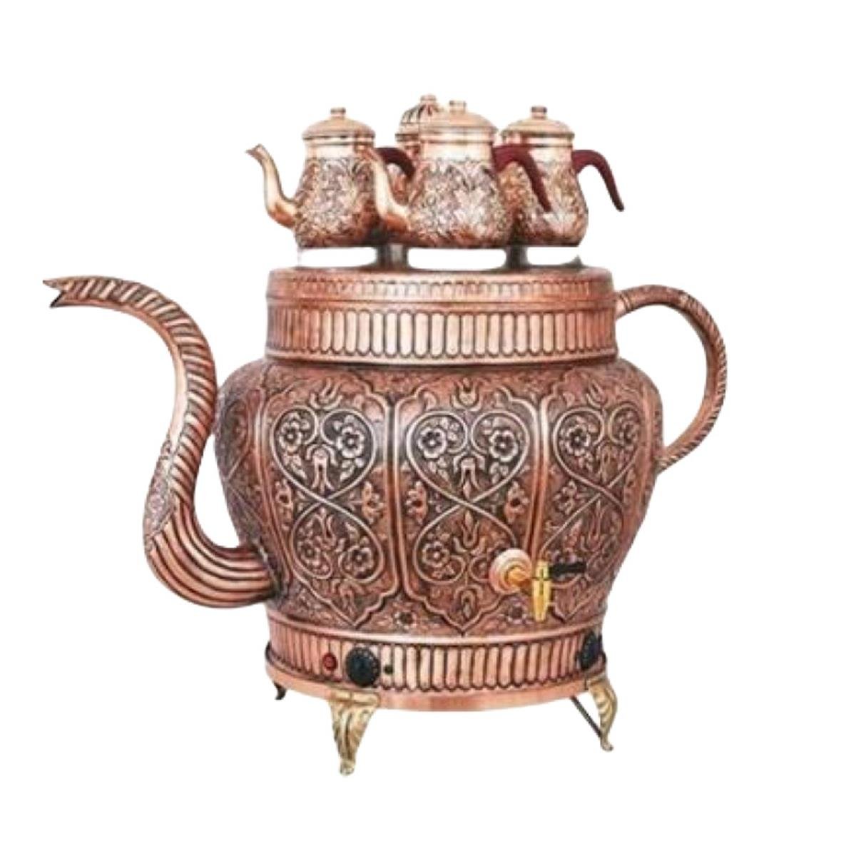 Anka 4 Demlikli Demlik Tipi Bakır Semaver