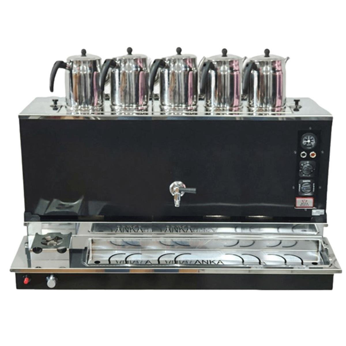 Anka 5 Demlikli Black Pro Plus Otomatik Elektirikli Ve Gazlı Çay Makinesi