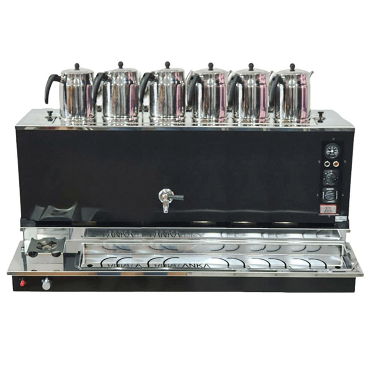 Anka 6 Demlikli Black Pro Plus Otomatik Elektirikli Ve Gazlı Çay Makinesi