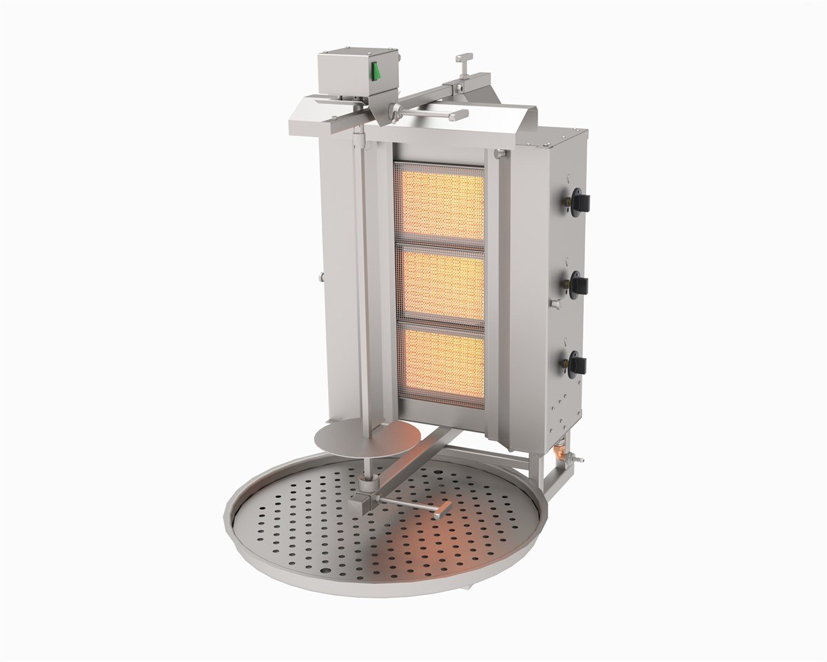 Atalay ADG-3U Döner Ocağı 3 Gözlü Gazlı Ce Belgeli Üstten Motorlu Döner Ocağı 