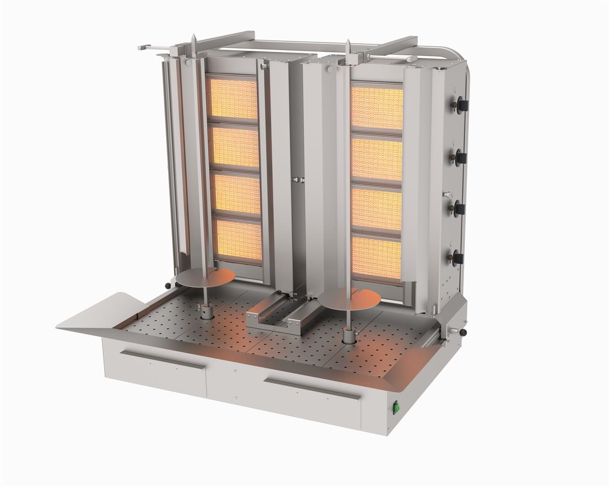 Atalay ADG-4+4A Döner Ocağı 8 Gözlü Gazlı Ce Belgeli Hareketli Yanyana Döner Ocağı 