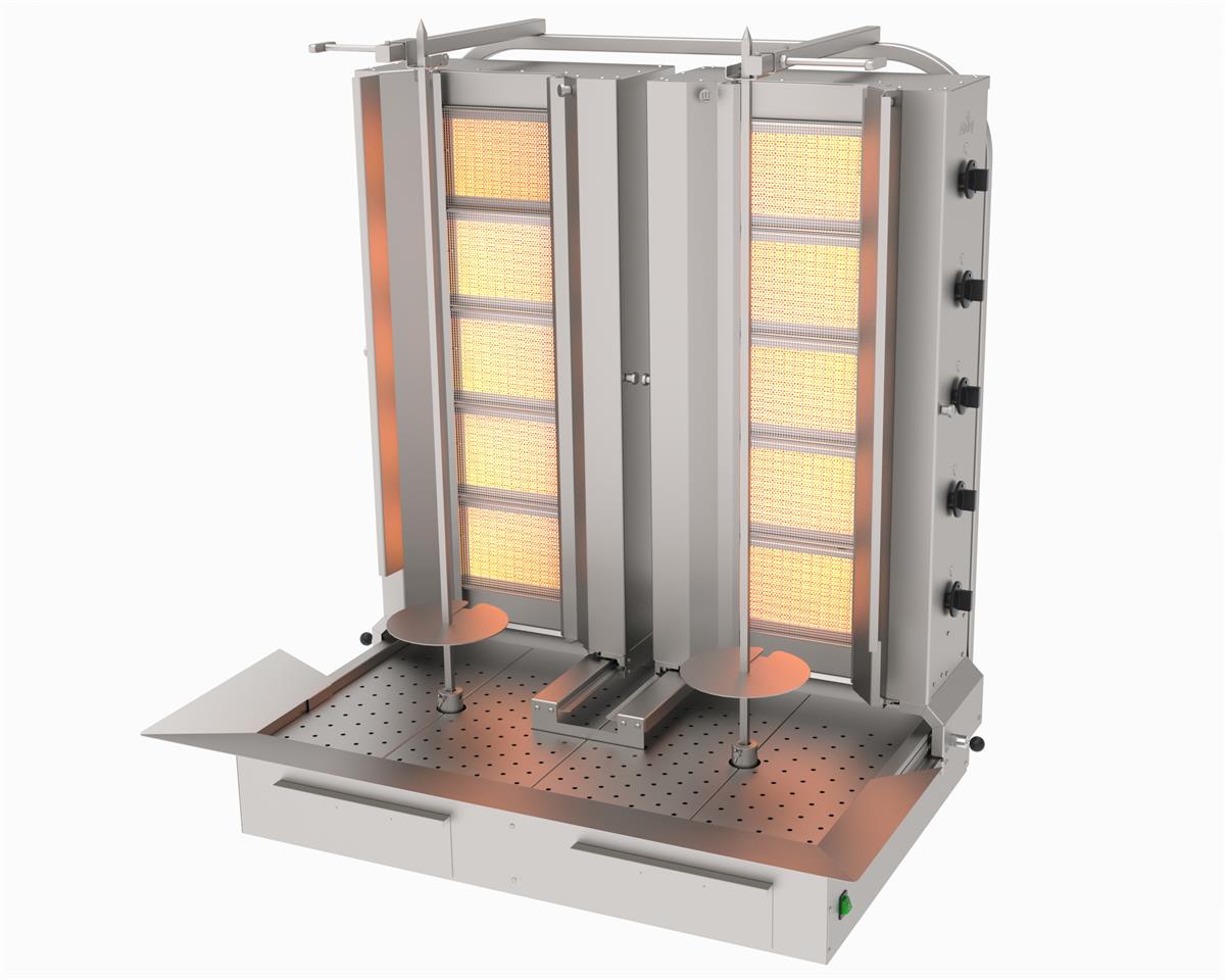 Atalay ADG-5+5A Döner Ocağı 10 Gözlü Gazlı Ce Belgeli Hareketli Yanyana Döner Ocağı 